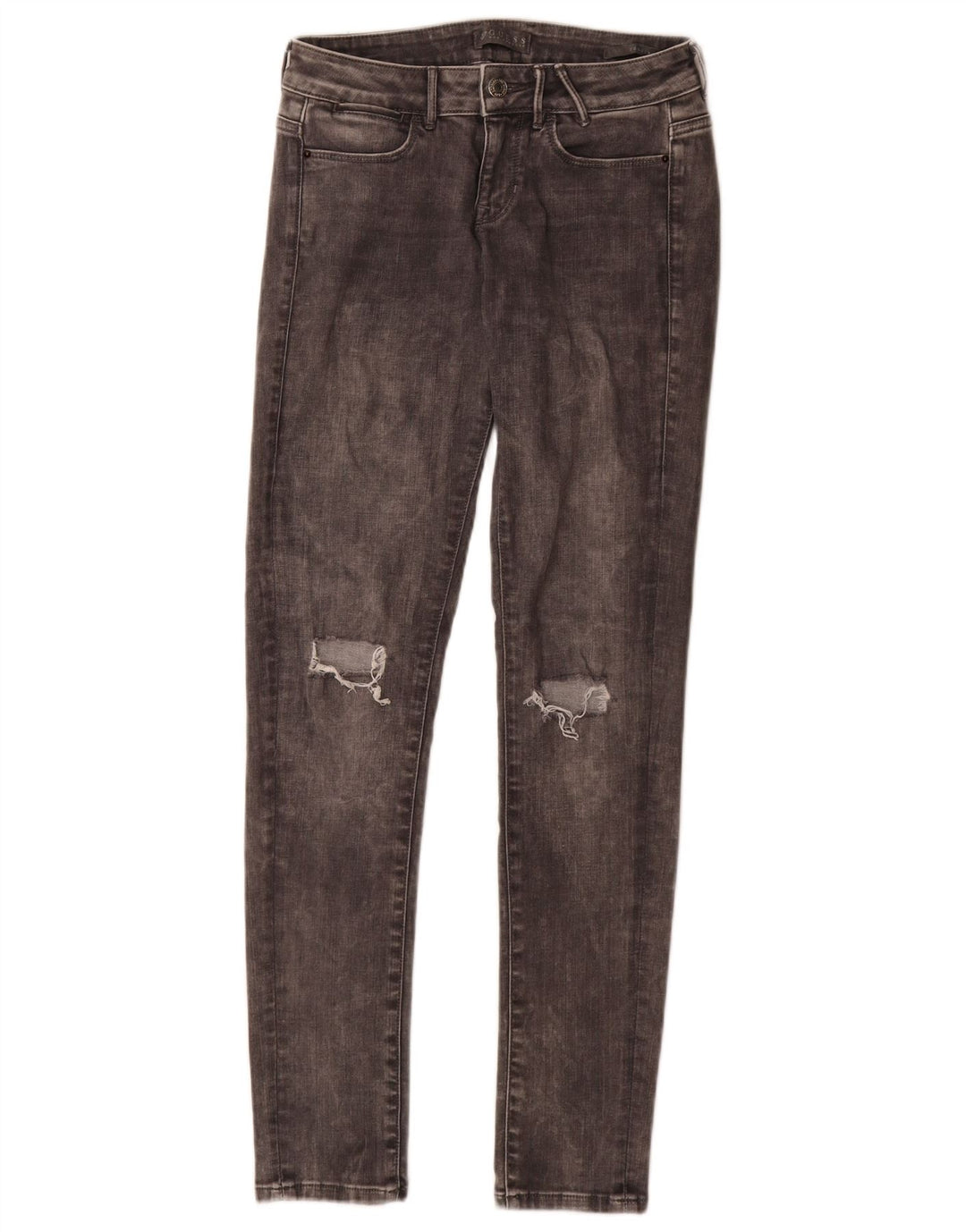 Guess Jeans skinny feminino desgastado W27 L32 algodão cinza