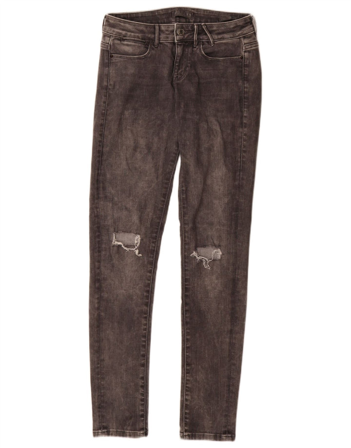 Guess Jeans skinny feminino desgastado W27 L32 algodão cinza