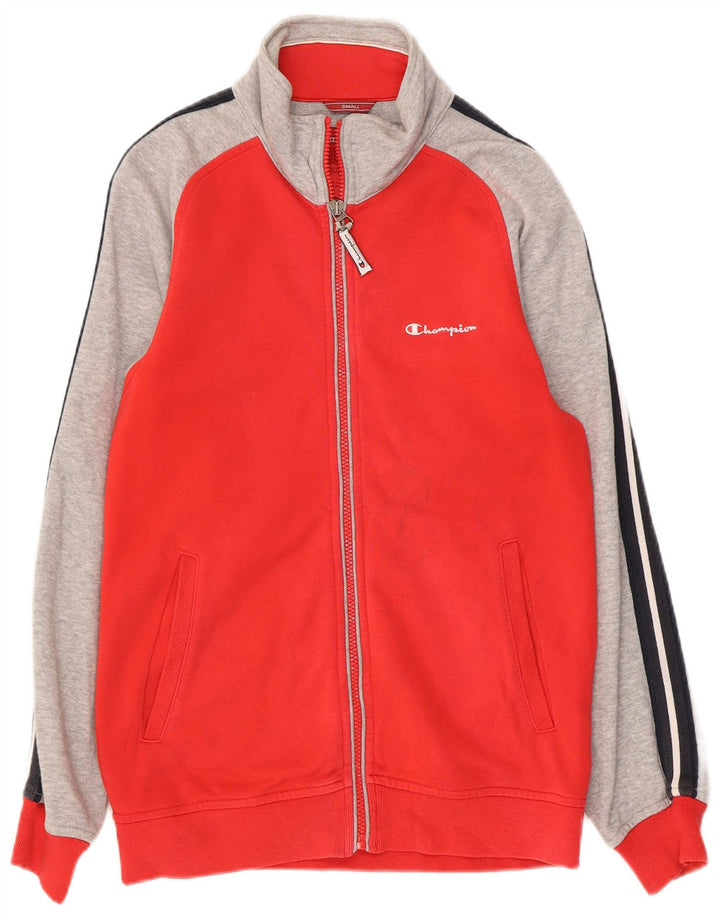 CHAMPION Mens Treino Top Jaqueta Pequeno Algodão Colorblock Vermelho
