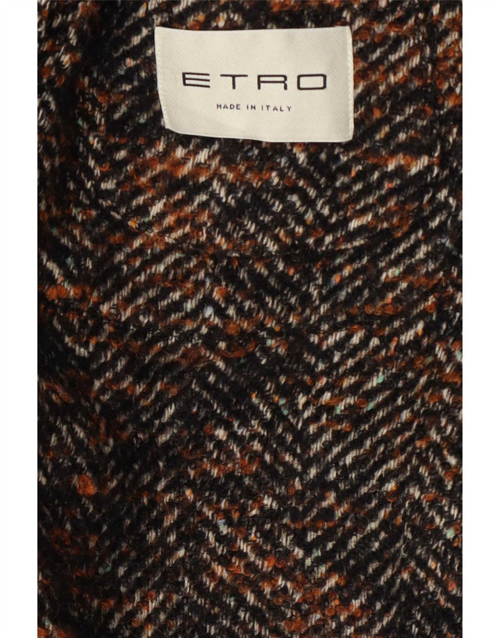 Sobretudo masculino Etro IT 52 XL marrom espinha de peixe clássico