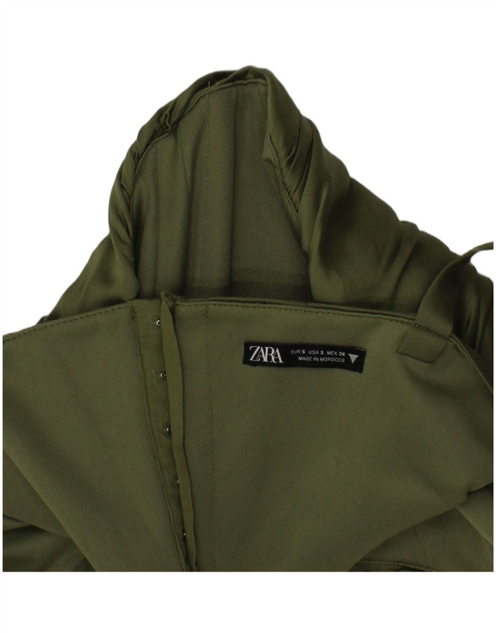 Zara Womens Crop Corset Top Pequeno Caqui