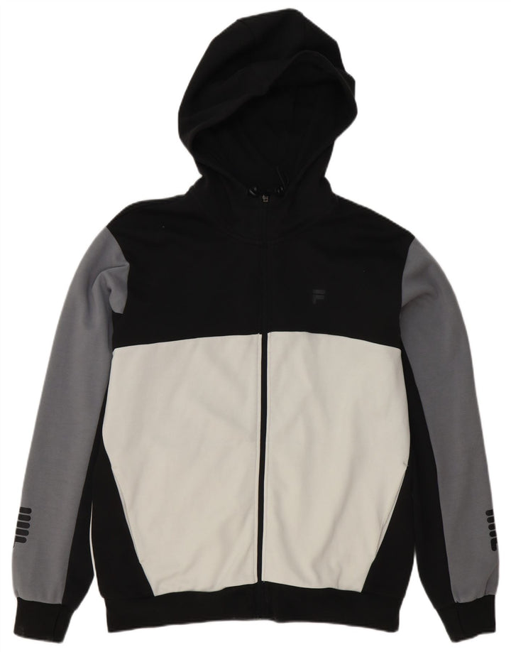 Suéter masculino Fila com capuz e zíper grande bloco colorido preto