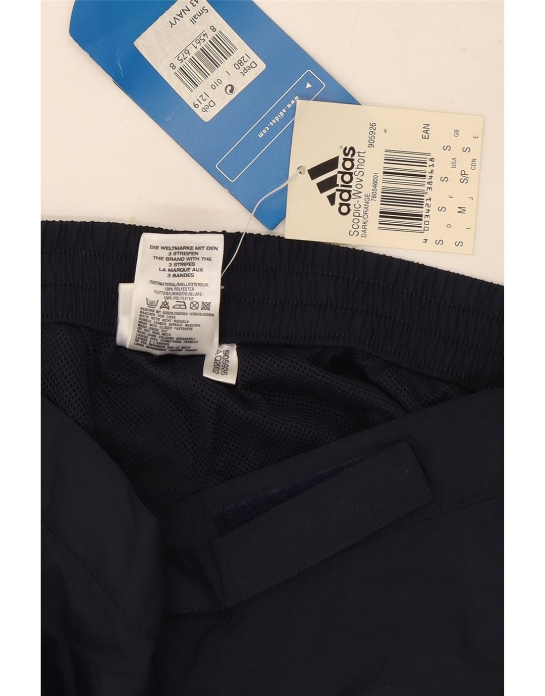 Shorts esportivos masculinos Adidas pequenos poliéster azul marinho