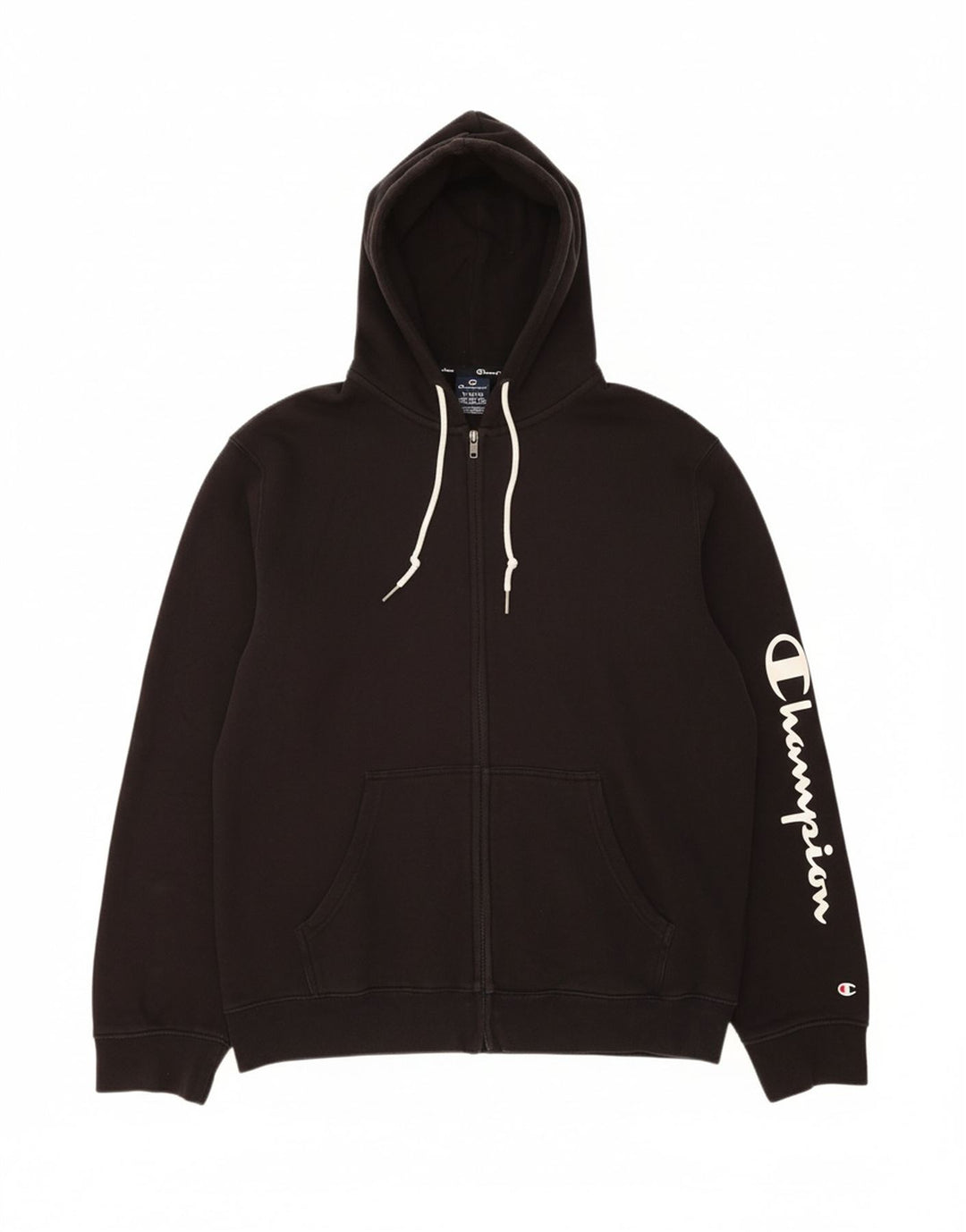 CHAMPION Suéter masculino com capuz e zíper gráfico XL algodão preto