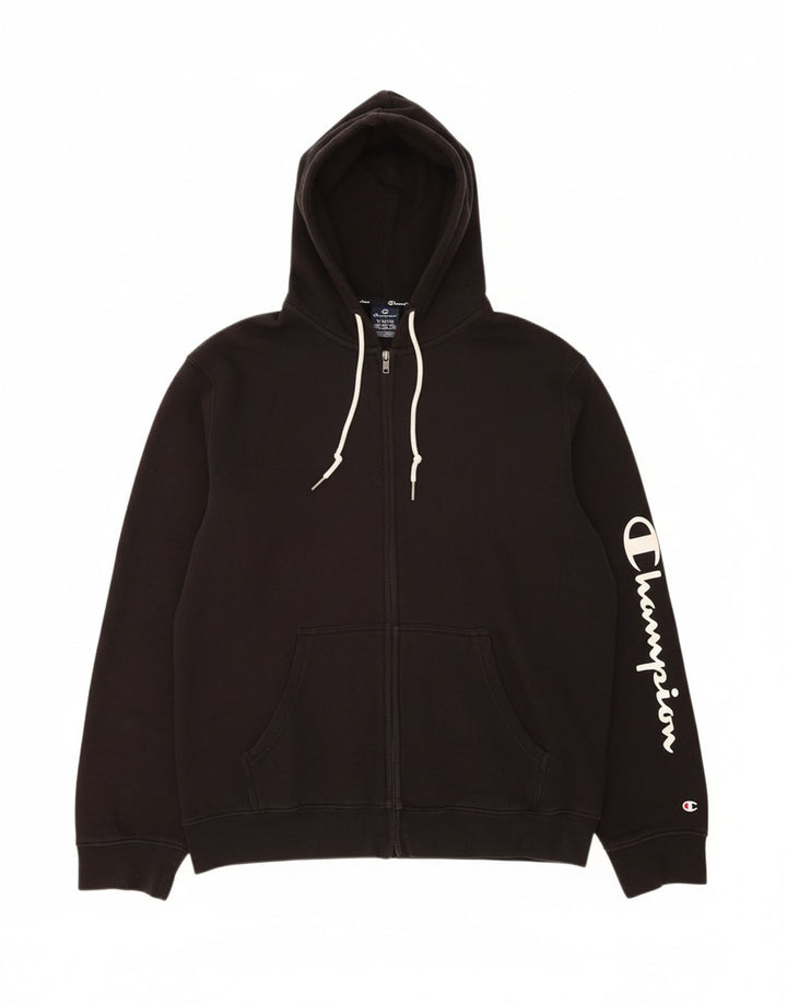 CHAMPION Suéter masculino com capuz e zíper gráfico XL algodão preto