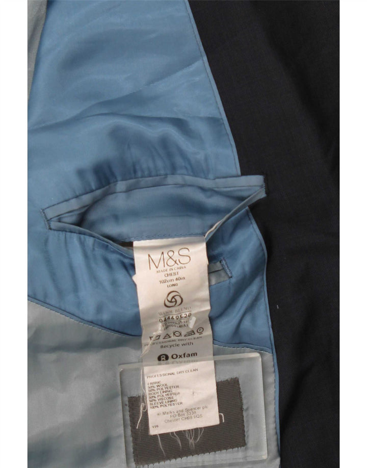 Jaqueta blazer masculina de 2 botões Marks & Spencer Reino Unido 40 médio azul marinho clássico