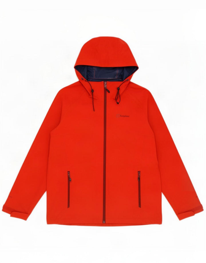 Jaqueta de chuva feminina com capuz Berghaus UK 12 poliamida vermelha média