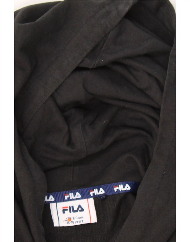 FILA Girls Hoodie Jumper 15-16 Years Black Animal Print Cotton Vintage Fila and Second-Hand Fila from Messina Hembry 