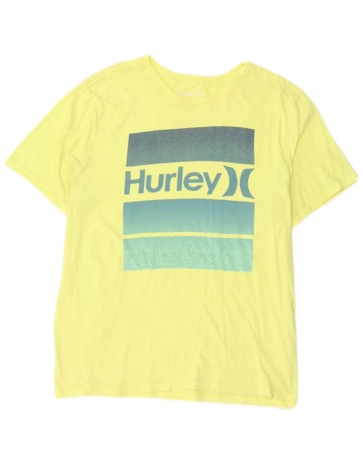 Camiseta masculina Hurley com estampa gráfica grande poliéster amarelo