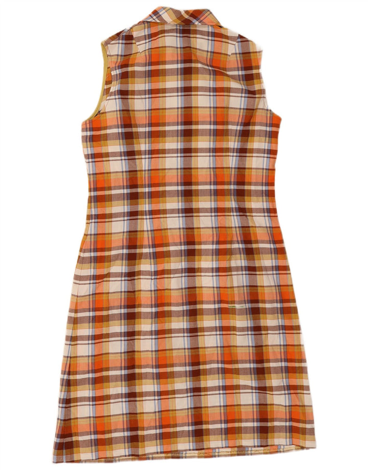 Vestido bainha feminino vintage sem mangas IT 42 poliéster xadrez laranja médio