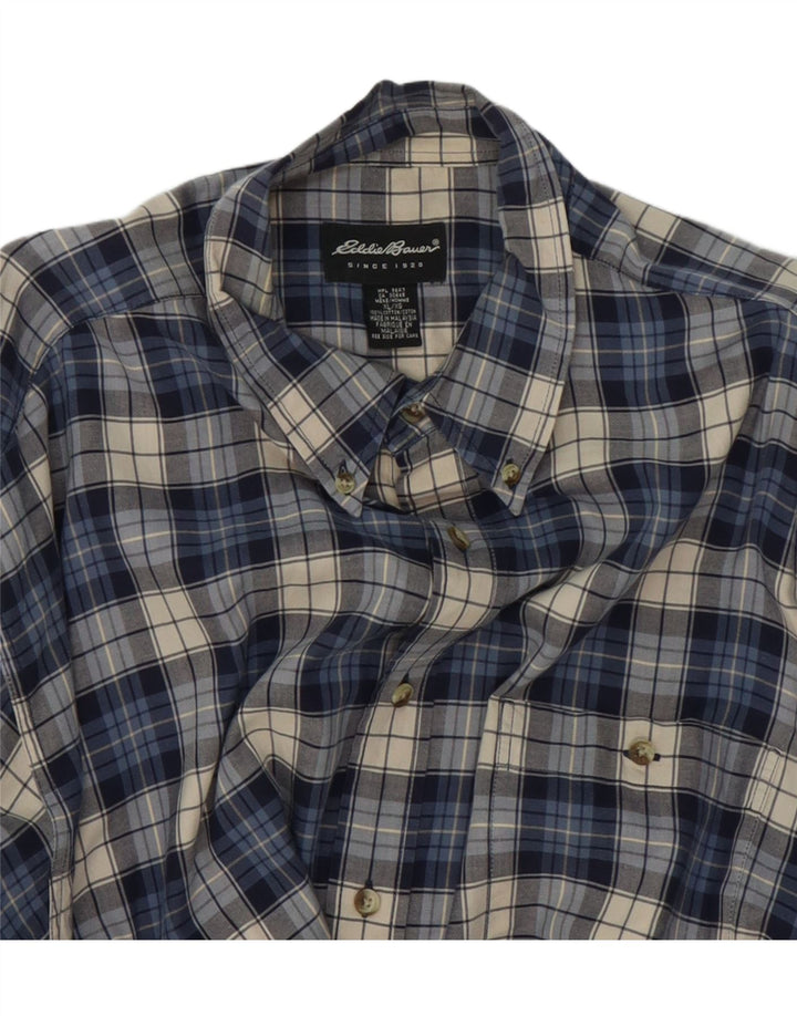 EDDIE BAUER Mens Shirt XL Navy Blue Check Cotton Vintage Eddie Bauer and Second-Hand Eddie Bauer from Messina Hembry 