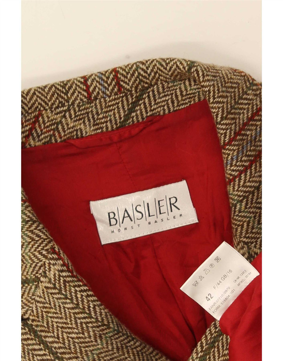 Jaqueta blazer feminina Basler com 1 botão Reino Unido 16 grande lã virgem xadrez bege