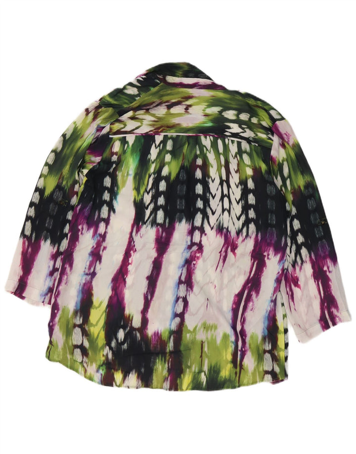 Blusa feminina Mossimo UK 16 grande poliéster tie-dye multicolorida