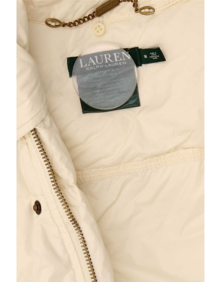 Casaco acolchoado feminino Ralph Lauren UK 14 médio off white nylon
