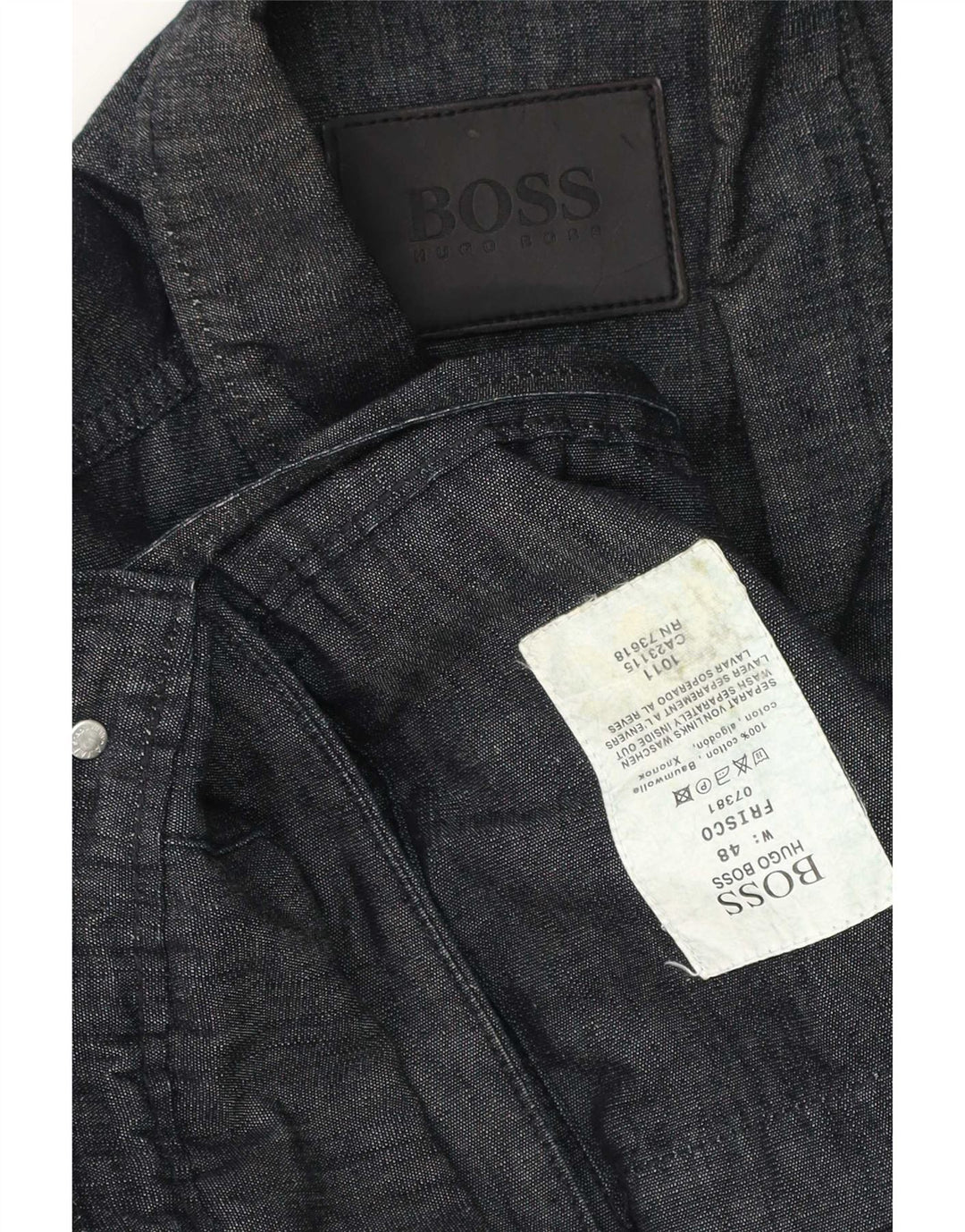 Jaqueta utilitária masculina Hugo Boss IT 48 algodão azul marinho médio