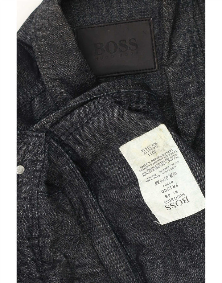 Jaqueta utilitária masculina Hugo Boss IT 48 algodão azul marinho médio