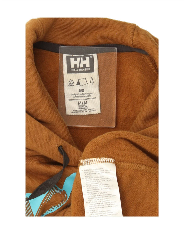 HELLY HANSEN Womens Graphic Hoodie Jumper UK 14 Medium Brown Cotton Vintage Helly Hansen and Second-Hand Helly Hansen from Messina Hembry 