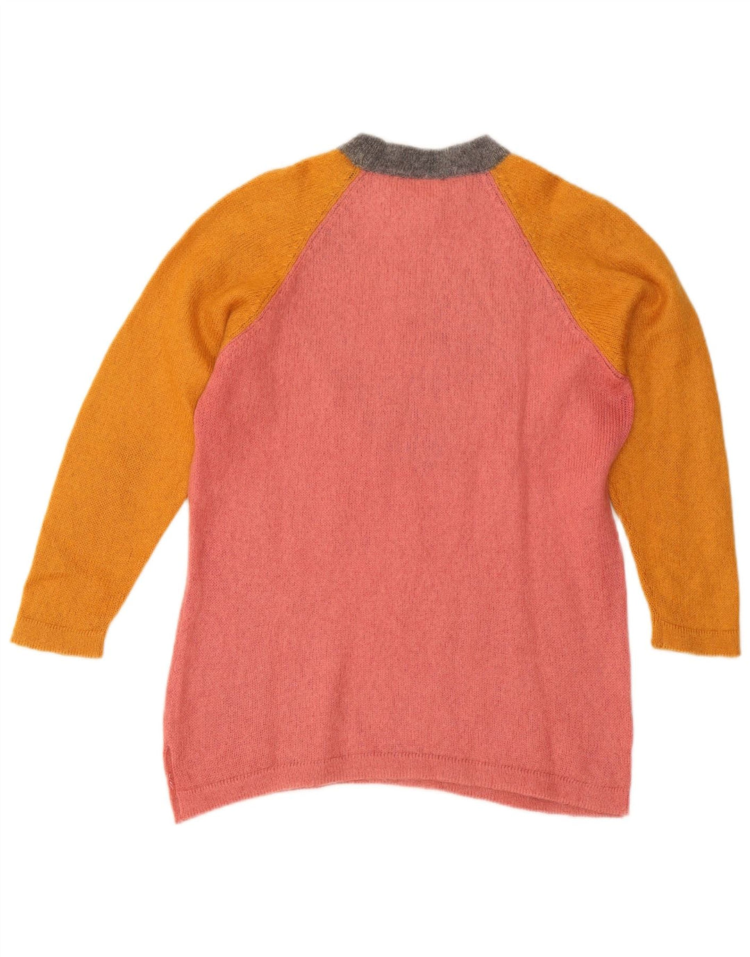 Suéter feminino vintage com gola redonda IT 42 bloco colorido rosa médio