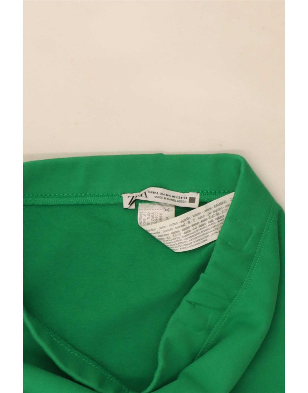 Saia midi feminina Zara médio W28 algodão verde