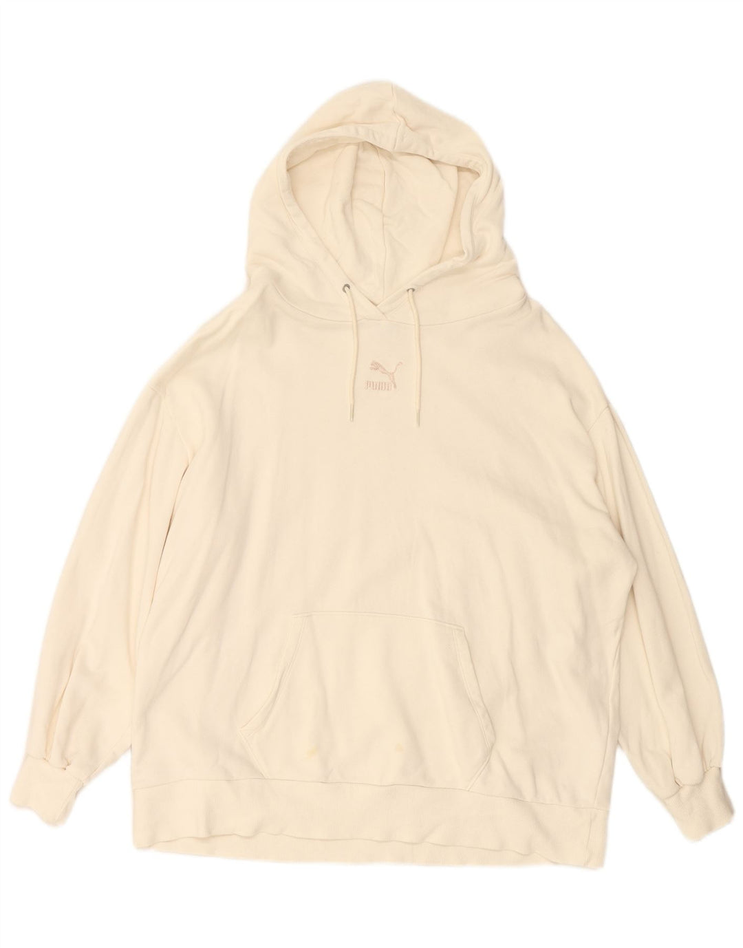PUMA feminino oversized moletom com capuz UK 14 médio algodão branco