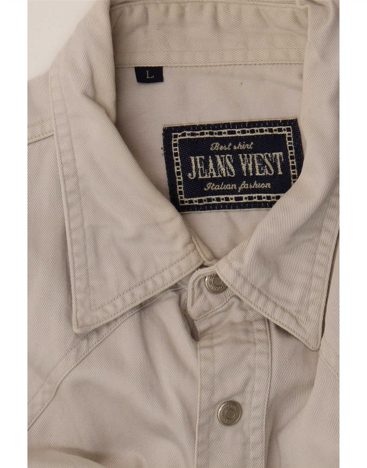 Camisa jeans masculina vintage grande bege