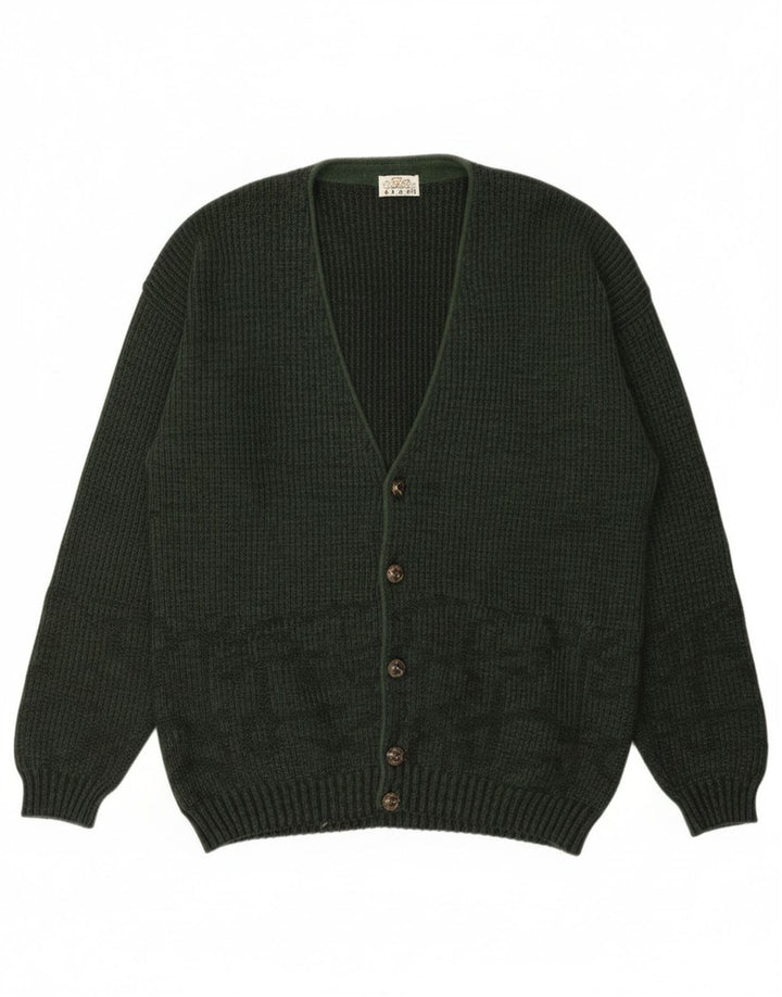 Suéter Cardigan Masculino Vintage Grande Verde