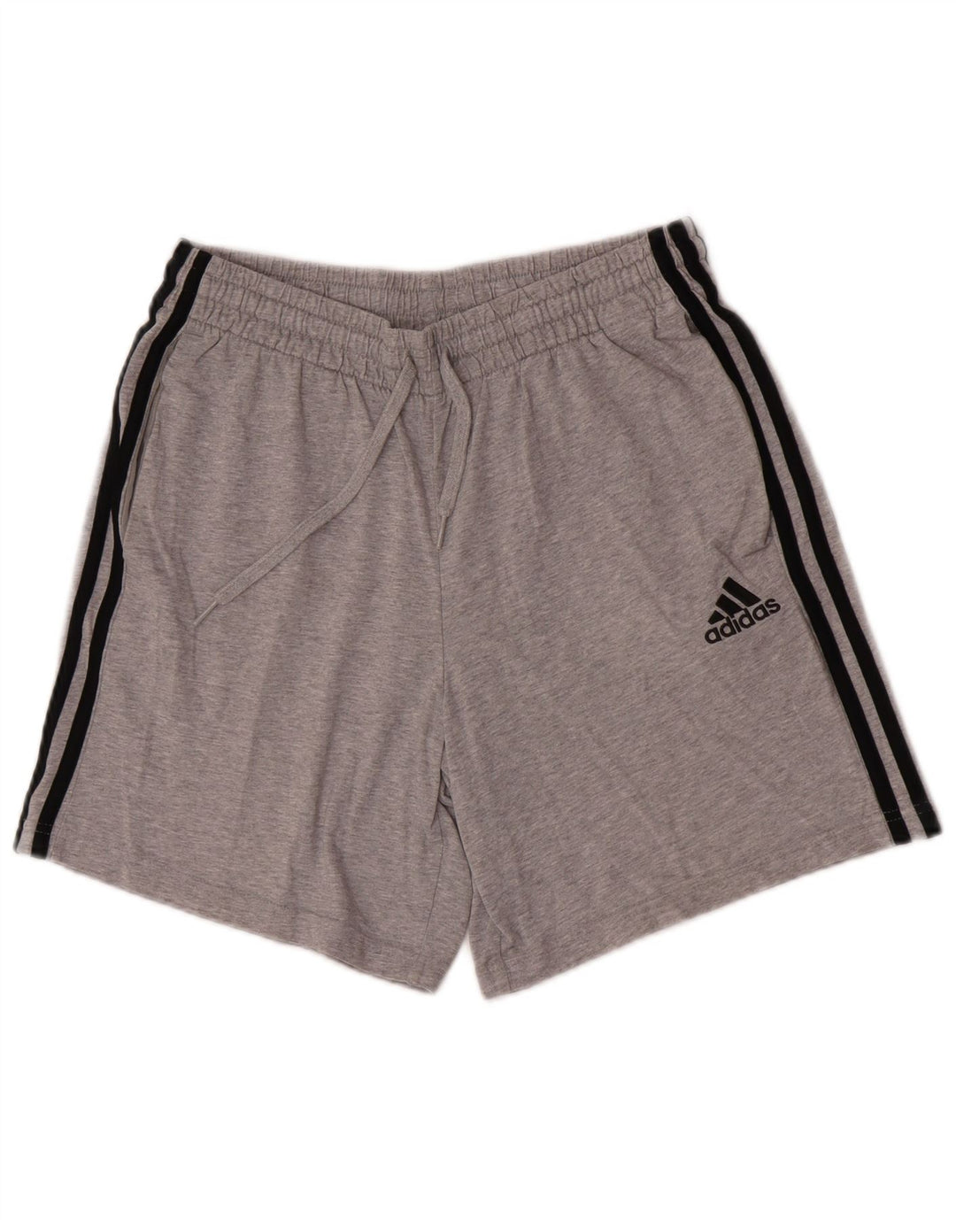 Shorts esportivos masculinos Adidas algodão cinza médio