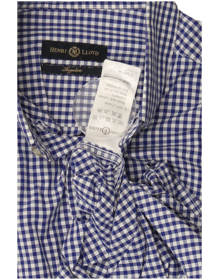 Camisa masculina HENRI LLOYD de ajuste regular pequeno algodão guingão azul