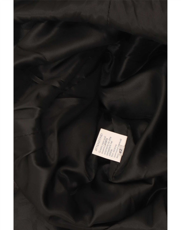 Casaco de couro feminino vintage IT 42 médio preto