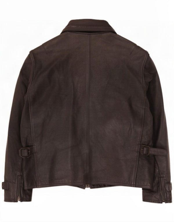 Jaqueta de couro masculina vintage UK 44 2XL preta