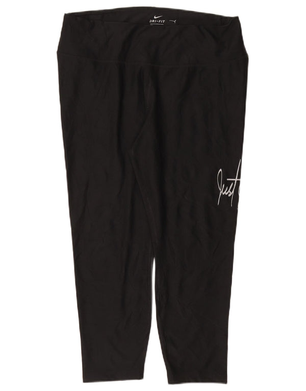 Calça legging feminina Nike Dri Fit Graphic Capri UK 18 XL preta poliéster