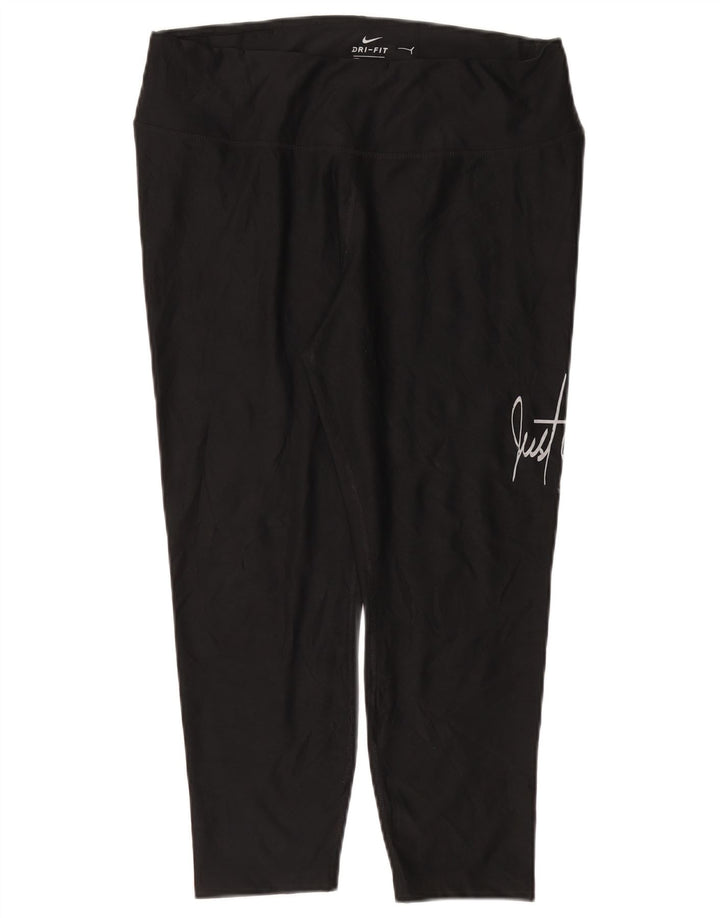 Calça legging feminina Nike Dri Fit Graphic Capri UK 18 XL preta poliéster