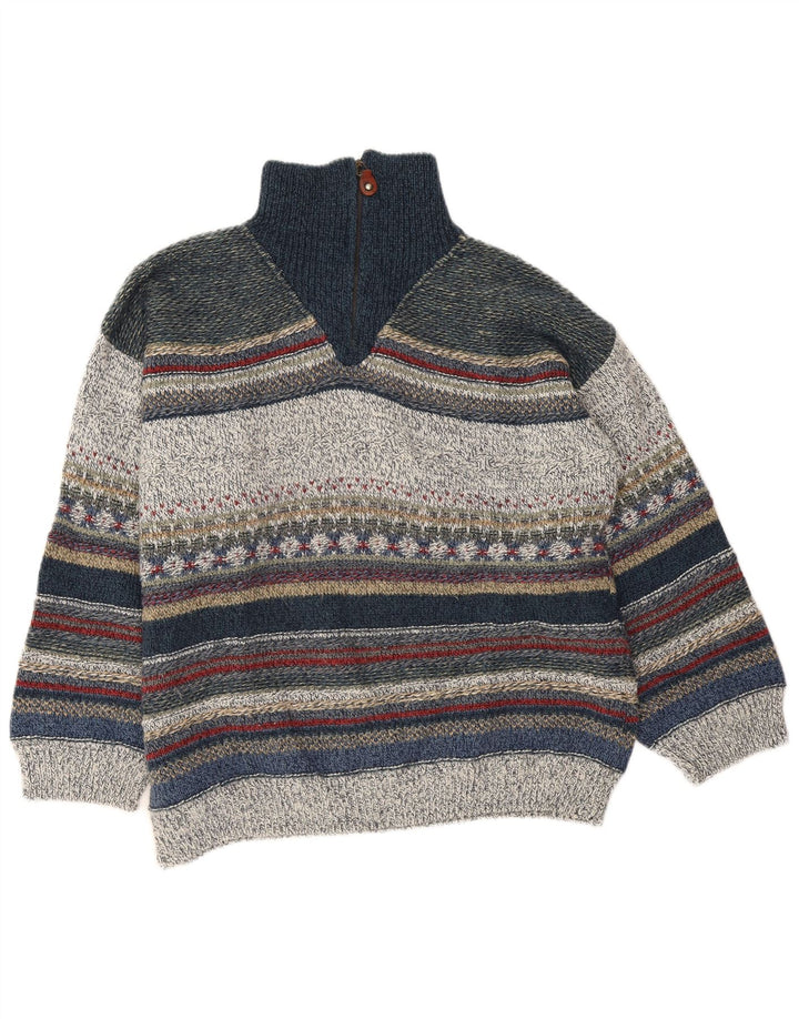 Suéter masculino Angelo Litrico com zíper e gola média listrado multicolorido