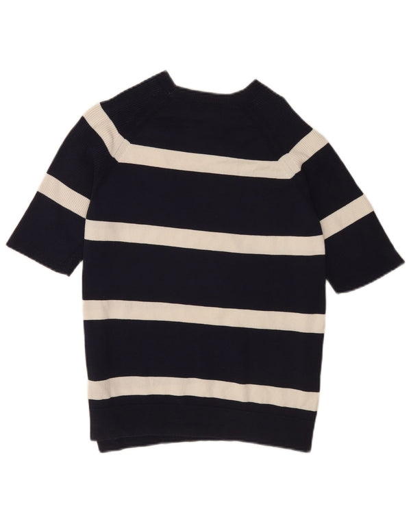 Suéter feminino Marks & Spencer com gola canoa e listrado preto médio Reino Unido 12