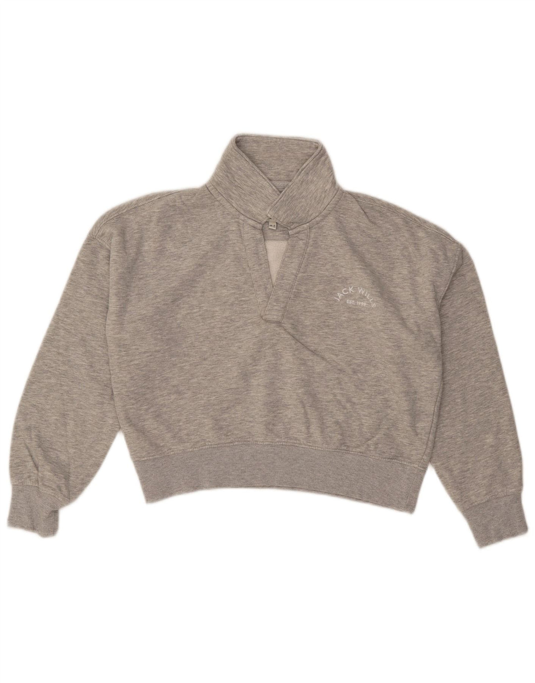 Suéter feminino Jack Wills cropped oversized Reino Unido 8 pequeno cinza manchado