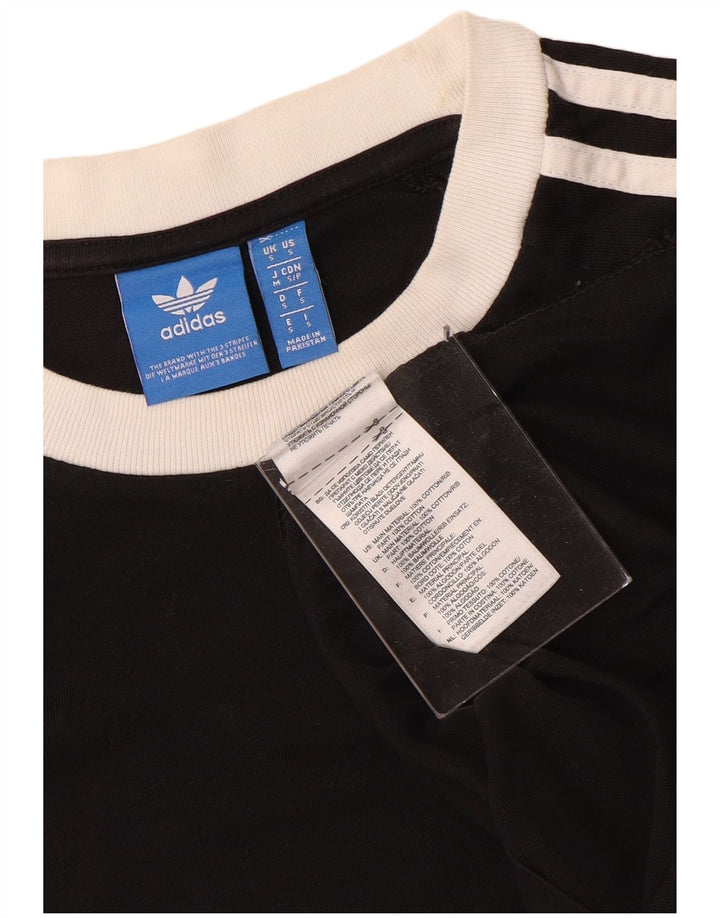 ADIDAS Mens Camiseta Top Pequeno Algodão Preto