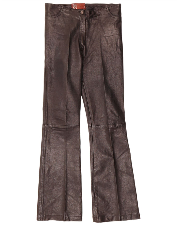 Calça feminina vintage de couro flare W28 L30 preta