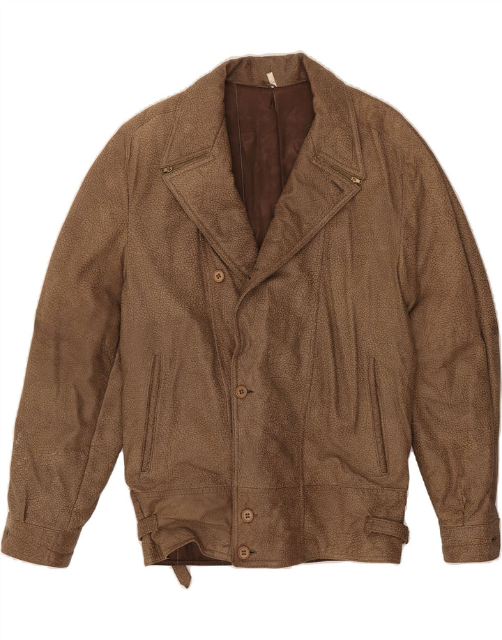 VINTAGE Mens Leather Jacket IT 48 Medium Brown Leather Vintage Vintage and Second-Hand Vintage from Messina Hembry 