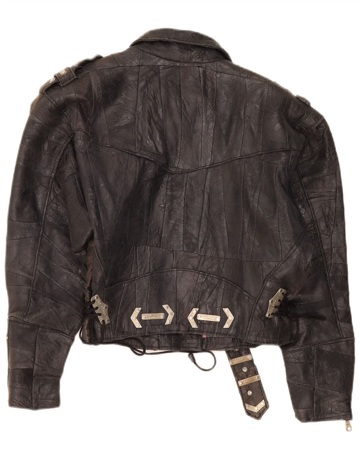 Jaqueta feminina de couro cropped DR MARTENS UK 18 XL marrom patchwork