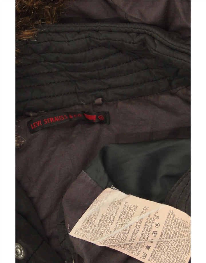 Jaqueta masculina acolchoada com capuz Levi's UK 42 XL poliéster preto