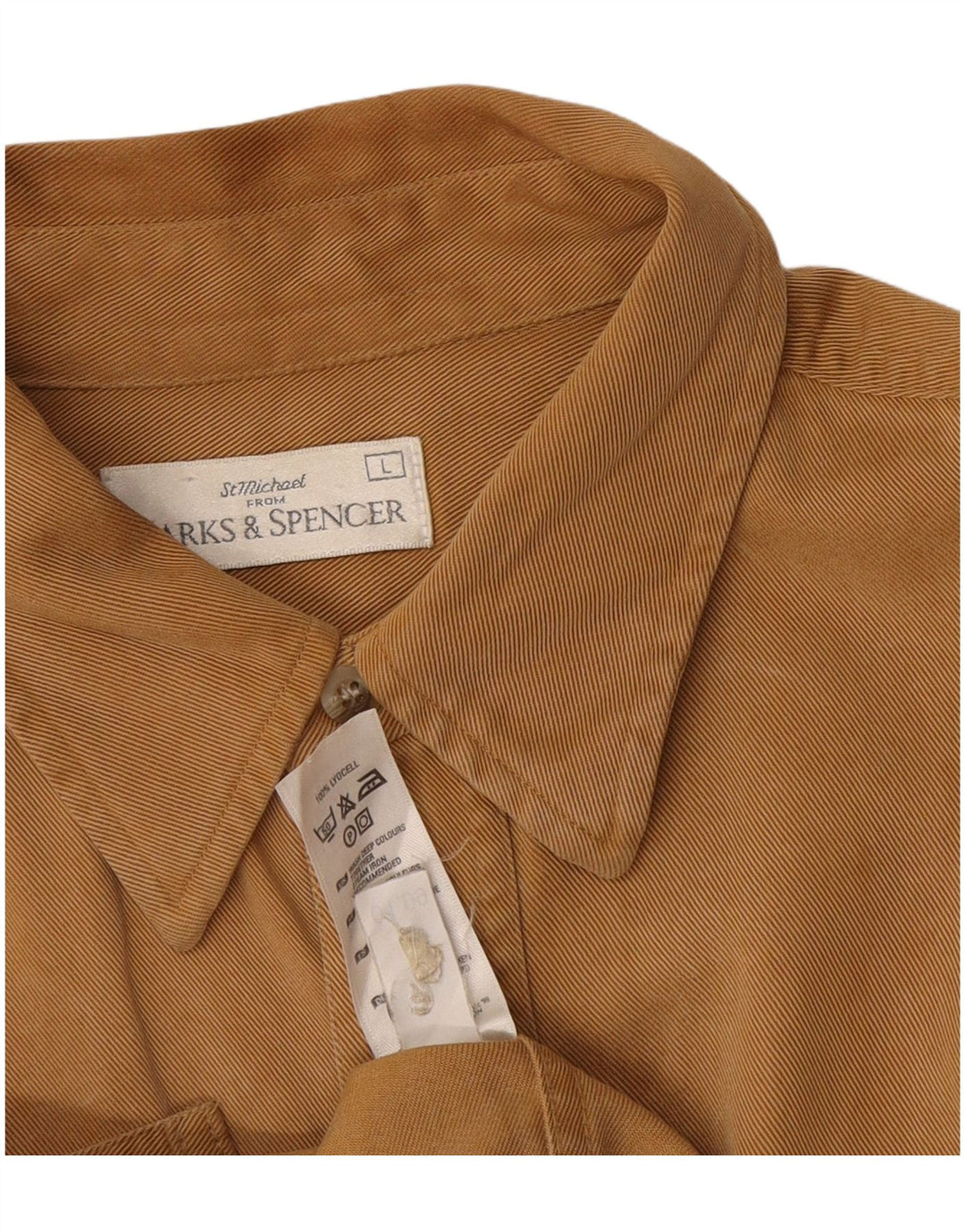 Camisa masculina Marks & Spencer grande bege Lyocell