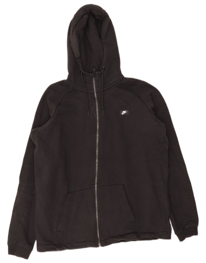 Suéter Nike masculino com capuz e zíper médio preto algodão