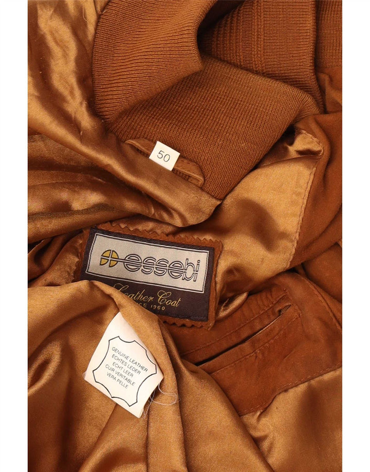 Jaqueta bomber masculina de camurça Essebi EU 50 grande couro bege