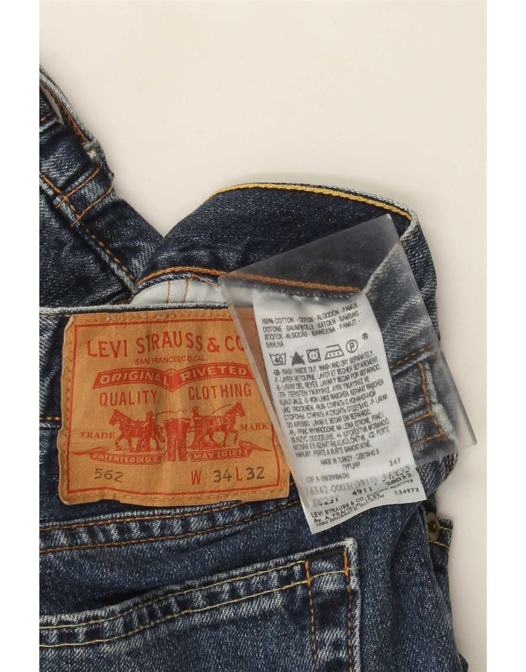 Levi's Masculino 562 Straight Jeans W34 L32 Azul Algodão