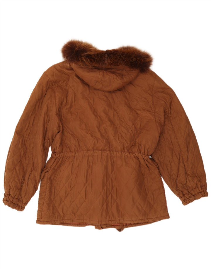 Jaqueta acolchoada com capuz grande Ileana Zara feminina IT 40 pequena marrom