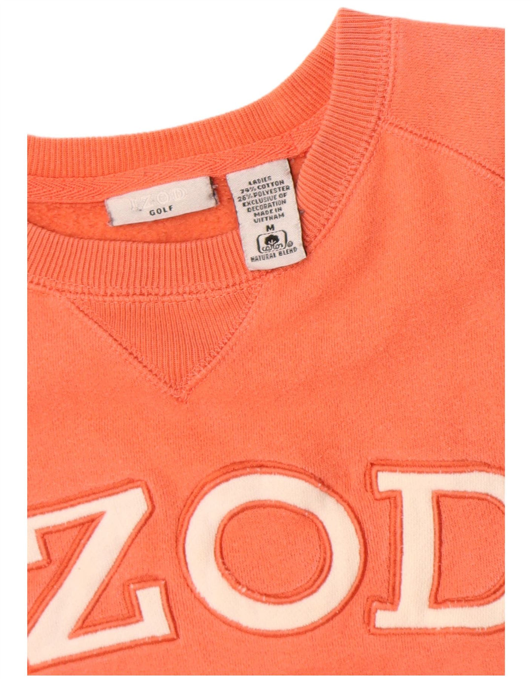 Suéter gráfico feminino Izod UK 14 algodão laranja médio