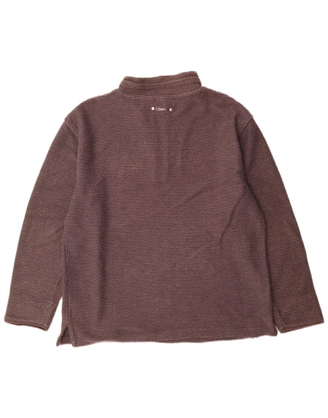 WEIRD FISH Suéter masculino com zíper e gola grande de algodão marrom