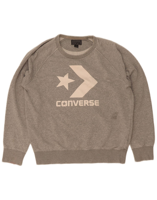 Converse feminino gráfico moletom jumper UK 14 médio cinza algodão