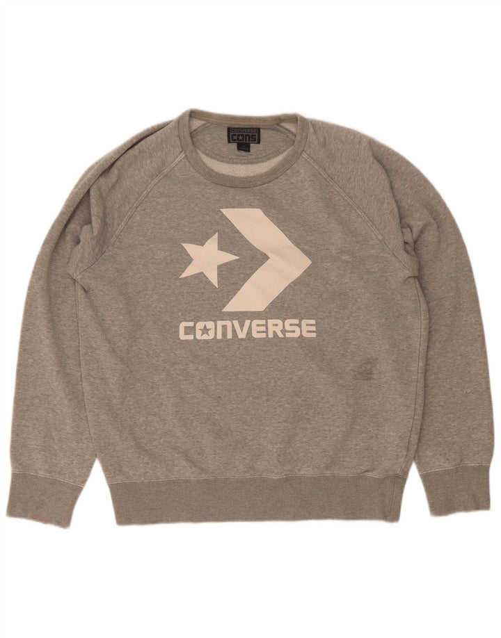 Converse feminino gráfico moletom jumper UK 14 médio cinza algodão