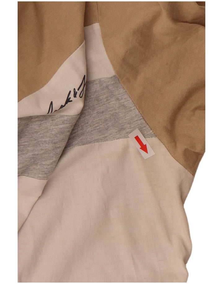JACK & JONES Camiseta masculina Top médio branco algodão colorblock